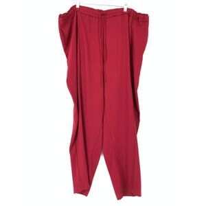 ELOQUII Pants Women's Plus Size 22 Drawstring Side Pockets Red Tapered Leg